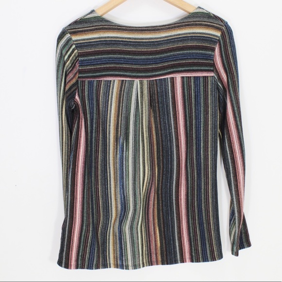 MONTEAU Faith and Joy Multi-colour Rainbow Stripe Knit Top Shirt Small S - Picture 2 of 9